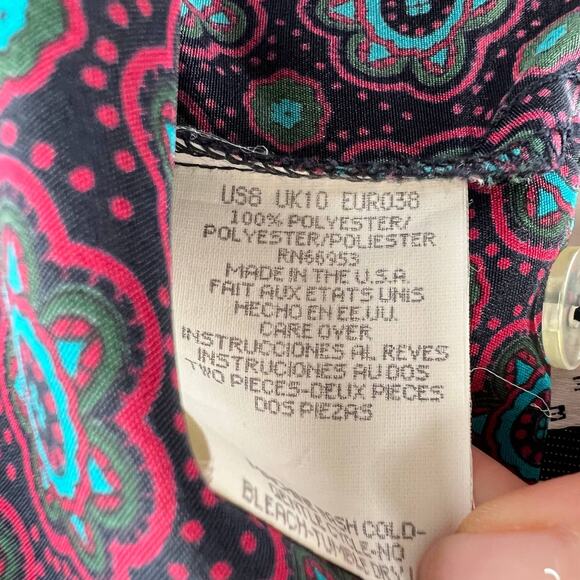 VINTAGE Leslie Fay Pink Floral Button-Up Longline Jacket Blazer VTG 8 Petite USA - Picture 10 of 10